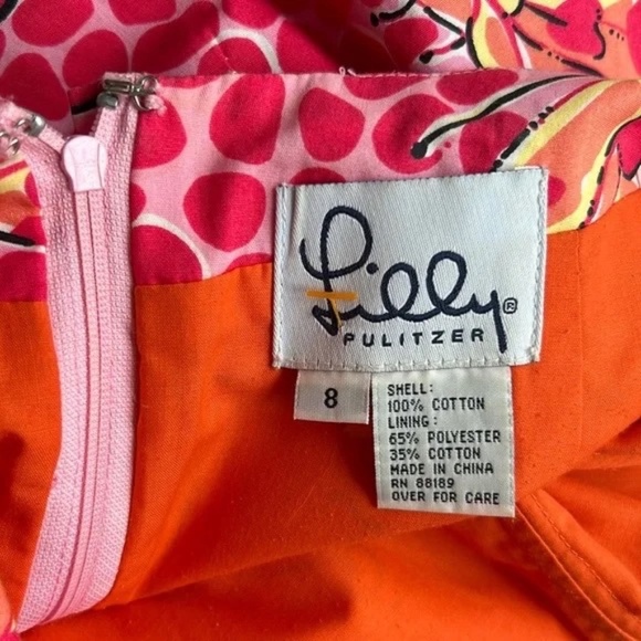 Pink and Orange Strapless Dress - Picture 5 of 10